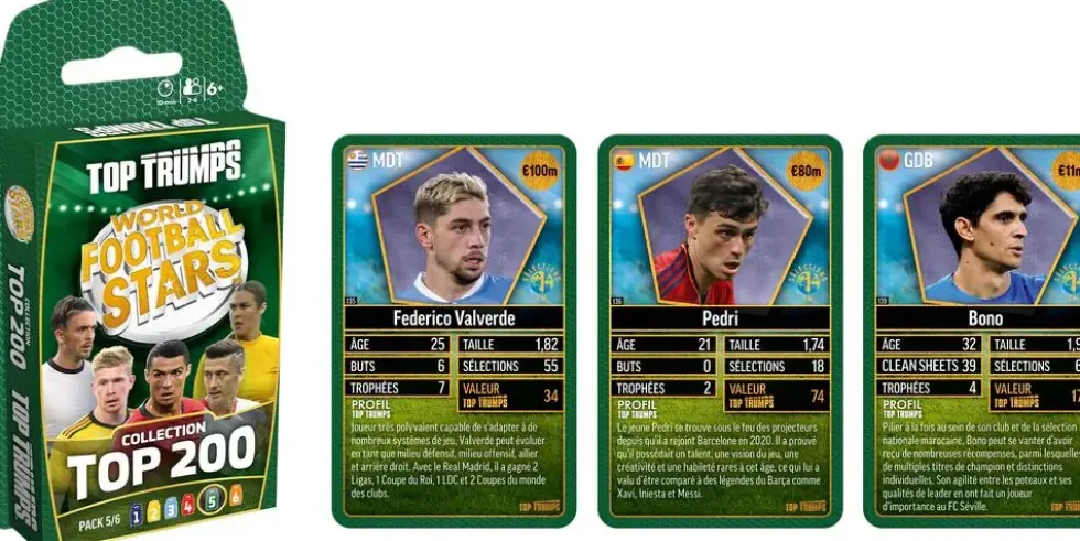 TOP TRUMPS WORLD FOOTBALL STARS TOP 200 PACK N°5