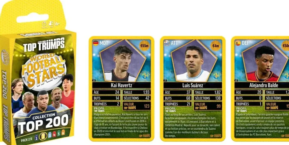 TOP TRUMPS WORLD FOOTBALL STARS TOP 200 PACK N°2