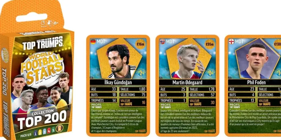 TOP TRUMPS WORLD FOOTBALL STARS TOP 200 PACK N°6