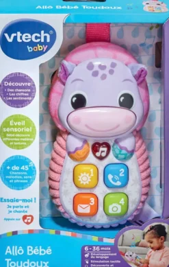 TOUDOUX ALLO BEBE- UN TELEPHONE HIPPOPOTAME ROSE