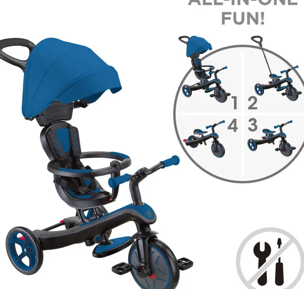 TRICYCLE EXPLORER 4 EN 1 V2 -BLEU ROI