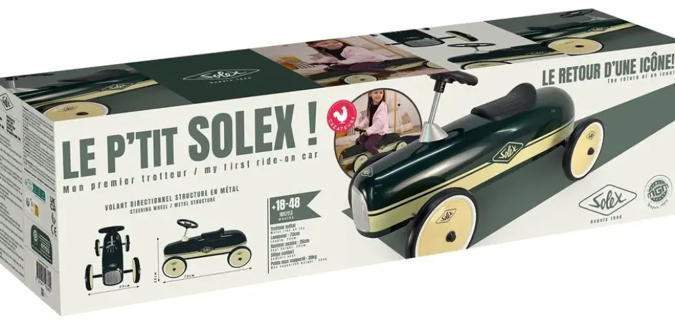 TROTTEUR SOLEX METAL VINTAGE 73 CM - VERT ET BEIGE