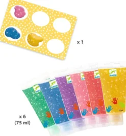 6 TUBES DE PEINTURE A DOIGTS - PAILLETTES