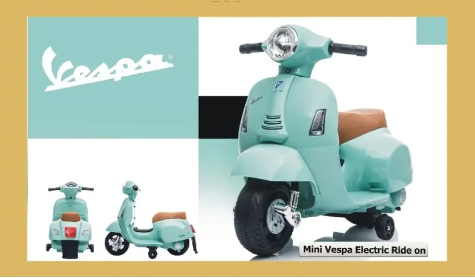 TURBO CHALLENGE - PORTEUR ELECTRIQUE - MINI VESPA GTS VERT D'EAU