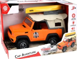 TURBO CHALLENGE - TOUT TERRAIN AVEC KAYAK - CAP AVENTURE -1:/16 - VOITURE FRICTION - ORANGE