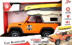 TURBO CHALLENGE - TOUT TERRAIN AVEC KAYAK - CAP AVENTURE -1:/16 - VOITURE FRICTION - ORANGE