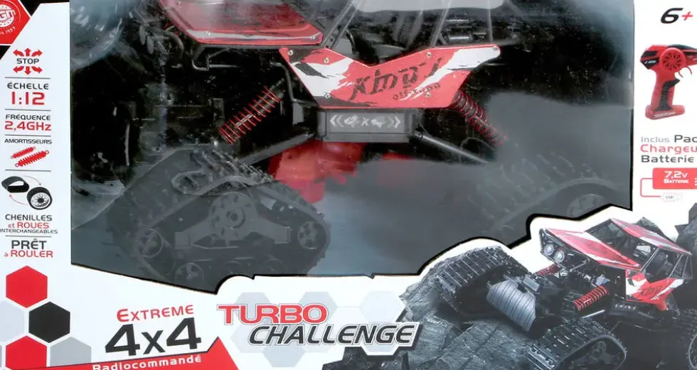 TURBO CHALLENGE - VOITURE RADIOCOMMANDEE EXTREME 4X4 ROUES INTERCHANGEABLES