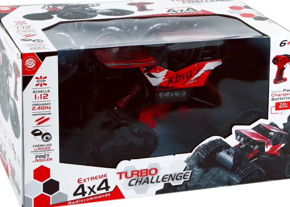 TURBO CHALLENGE - VOITURE RADIOCOMMANDEE EXTREME 4X4 ROUES INTERCHANGEABLES