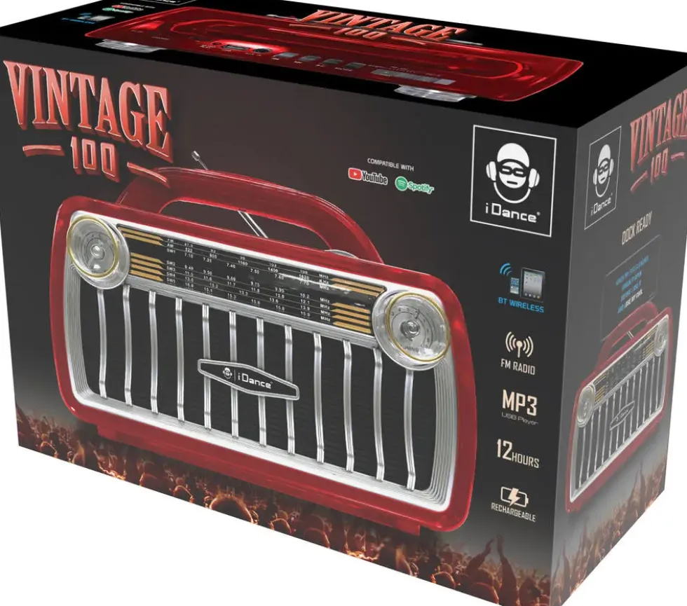 VINTAGE 100 ENCEINTE BLUETOOTH RADIO FM