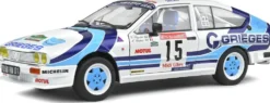 1/18 VOITURE - ALFA ROMEO GTV6 WHITE 15 C.RIGOLLET -M.BATHELOT RALLYE DES GARRIGUES 1986