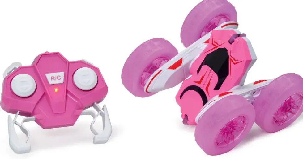 VOITURE CASCADEUSE ET LUMINEUSE ROSE RADIOCOMMANDEE 1:24