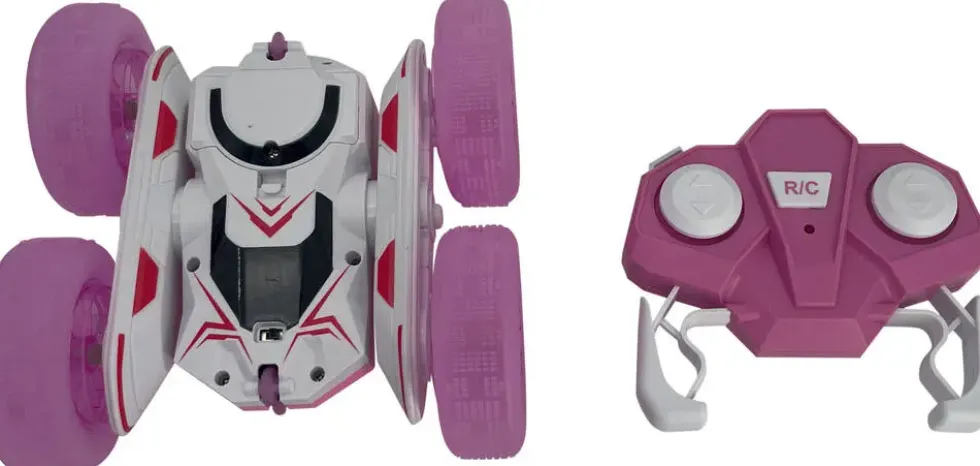 VOITURE CASCADEUSE ET LUMINEUSE ROSE RADIOCOMMANDEE 1:24