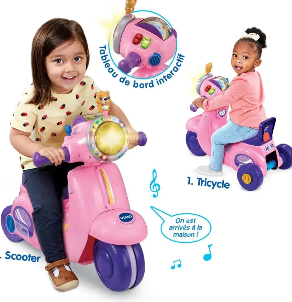 VTECH BABY - PORTEUR SCOOTER INTERACTIF 3 EN 1 ROSE