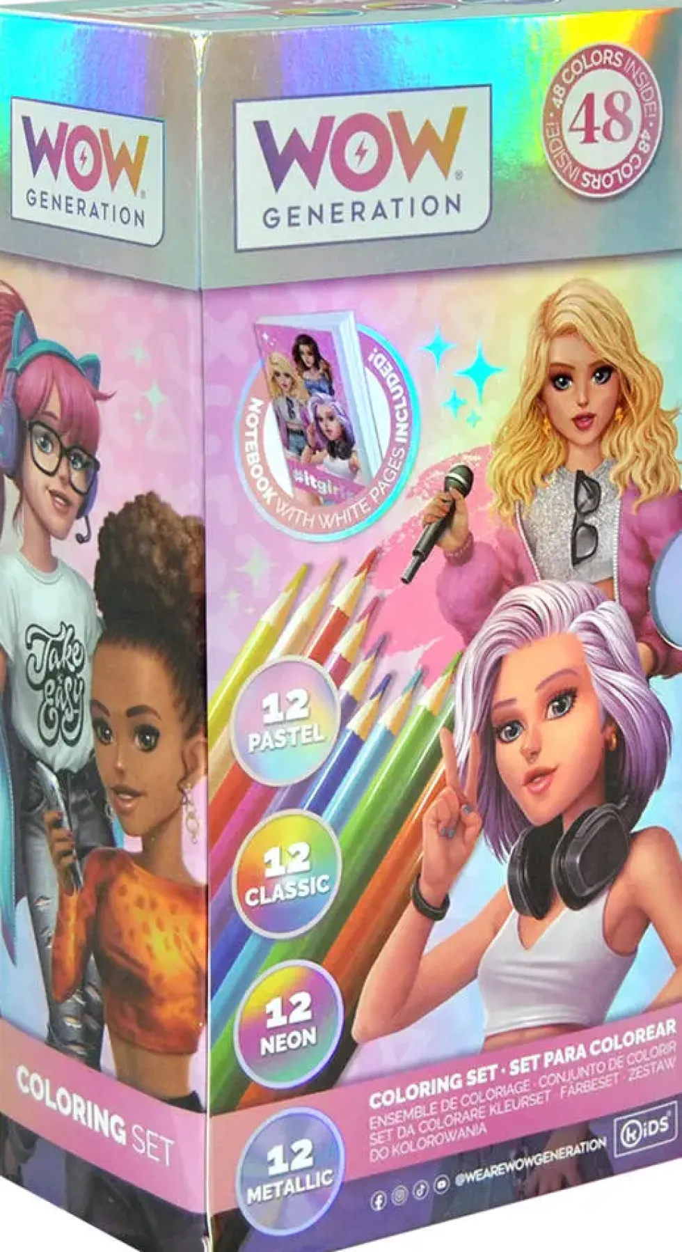 WOW GENERATION - SET 48 COLOURED PENCILS WITH NOTEBOOK