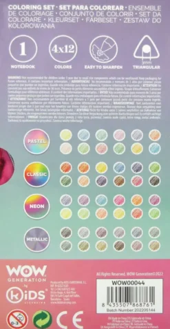 WOW GENERATION - SET 48 COLOURED PENCILS WITH NOTEBOOK