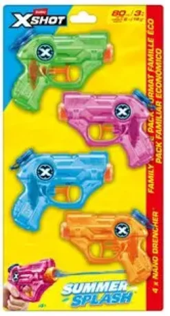 XSHOT WATER WARFARE PACK DE 4 NANO DRENCHER BLASTER