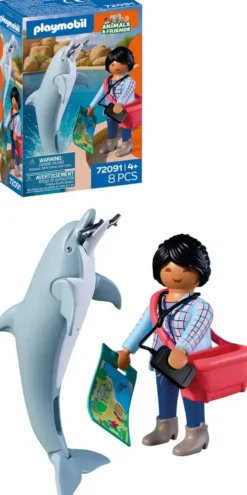 ZOO : DAUPHIN ET VISITEUR 72091