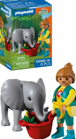 ZOO : ELEPHANTEAU ET GARDIEN DE ZOO 72092